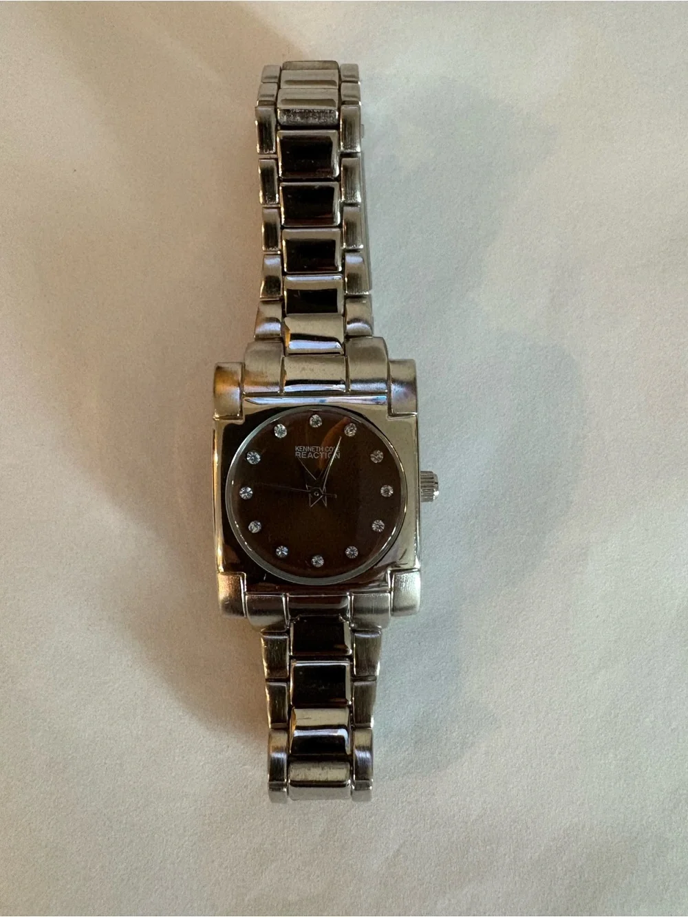 Kenneth Cole Reaction Silver Bracelet Watch with Brown Sunburst Dial